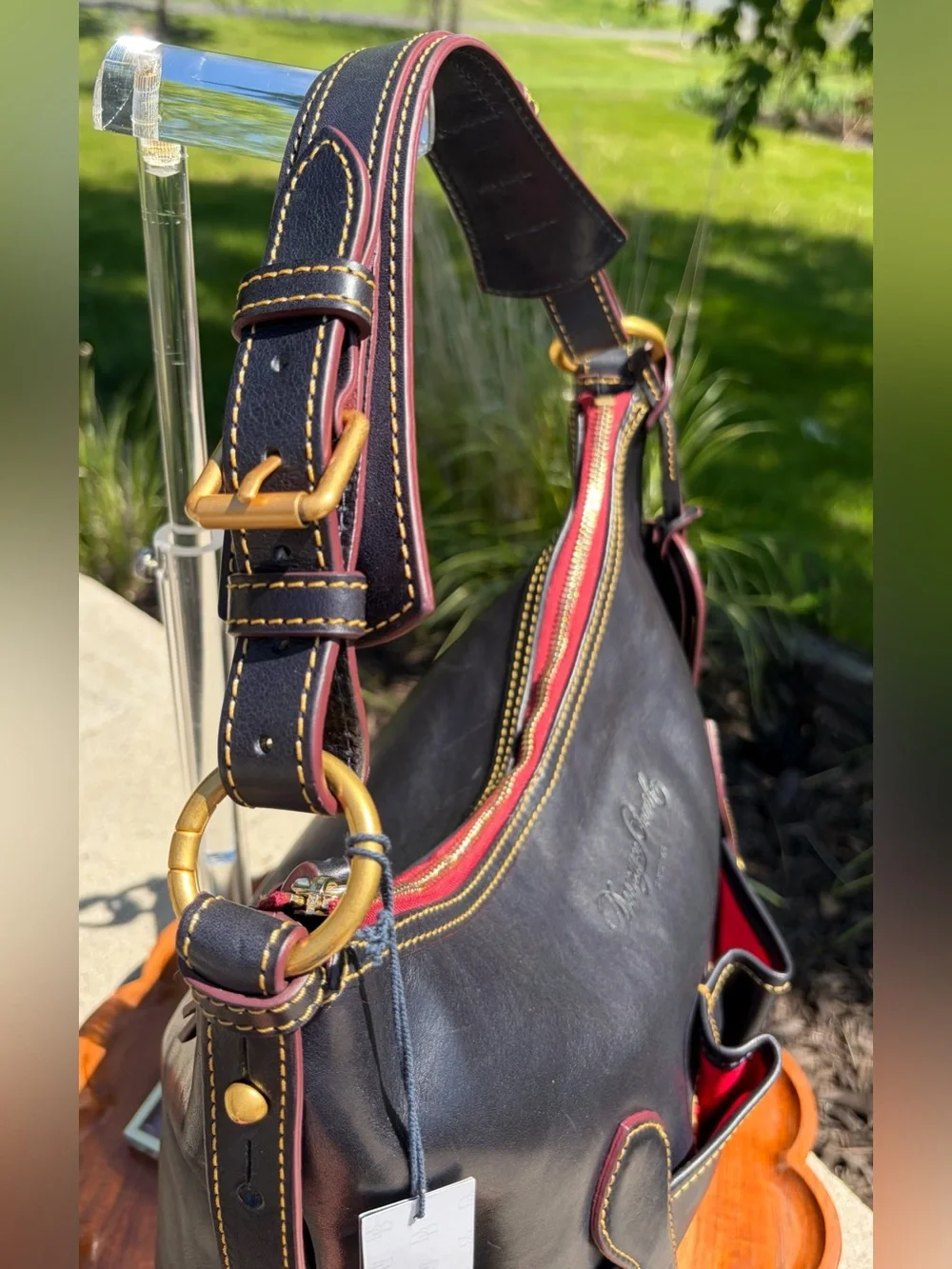 Dooney & Bourke Medium Lucy Navy Blue Florentine Leather Hobo NWT